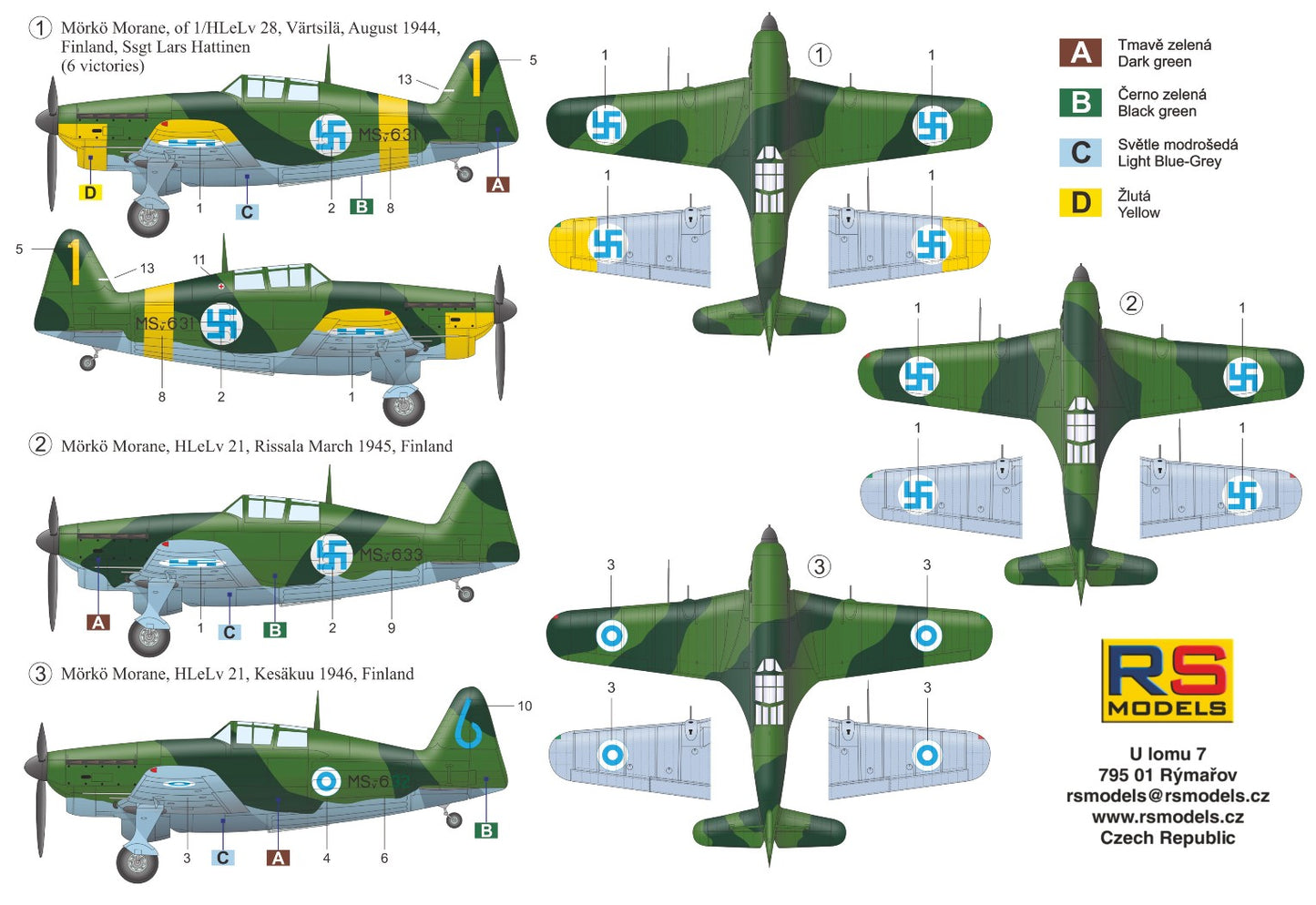 RS Models 92264 1:72 Morko Morane Finland x 3 schemes