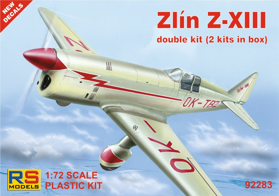 RS Models 92283 1:72 Zlin Z-XIII (2 kits in box) OK-TBZ x 2, YU-PFR, and P6. Single seat and twin seat aircraft