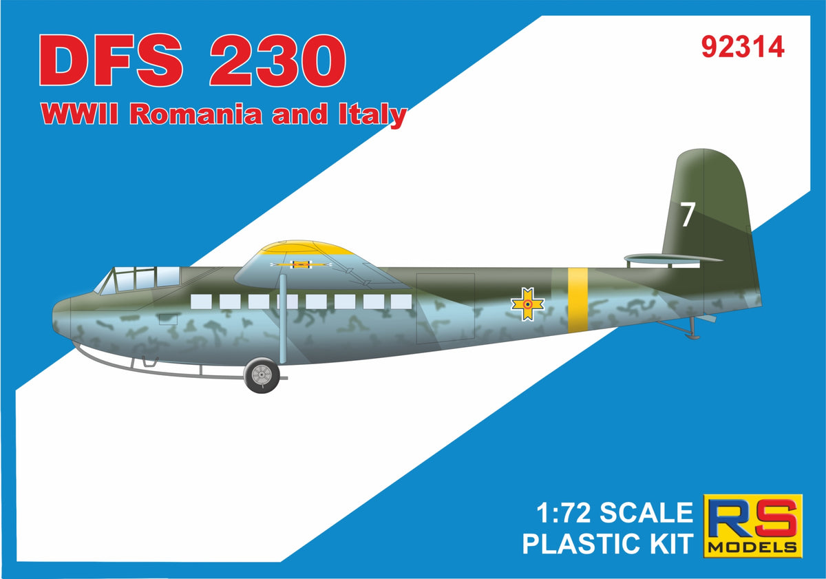 RS Models 92314 1:72 DFS-230 Romania and Italy A.F.	3 decal version for Romania and Italy with etched parts