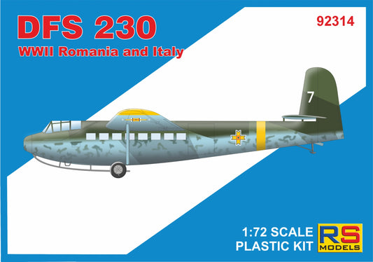 RS Models 92314 1:72 DFS-230 Romania and Italy A.F.	3 decal version for Romania and Italy with etched parts