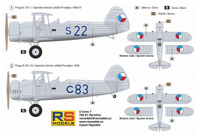 RS Models 94004 1:72 Praga E-141 with tail skid / E-241 with tail wheel