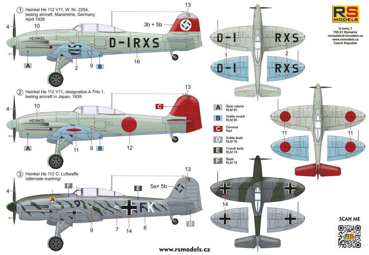 RS Models 94008 1:72 Heinkel He-112V-11