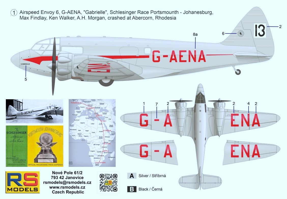 RS Models 94022 1:72 Airspeed Envoy Schlesinger Race