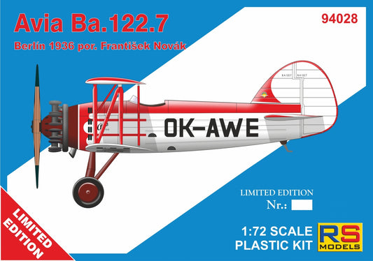 RS Models 94028 1:72 Avia Ba.122 OK-AWE Berlin 36 1 decal. version for Czechoslovakia RP+PE