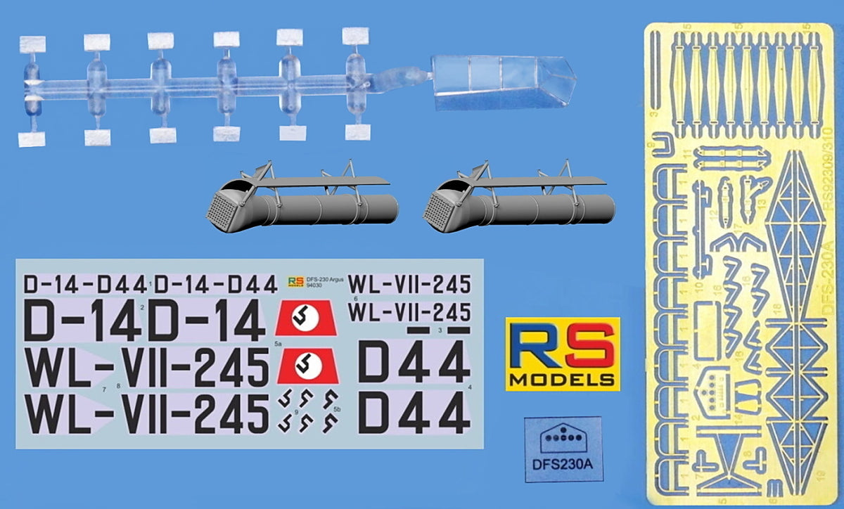 RS Models 94030 1:72 DFS-230 Argus pulse Jets	2 decal version for Luftwaffe	RP-PE