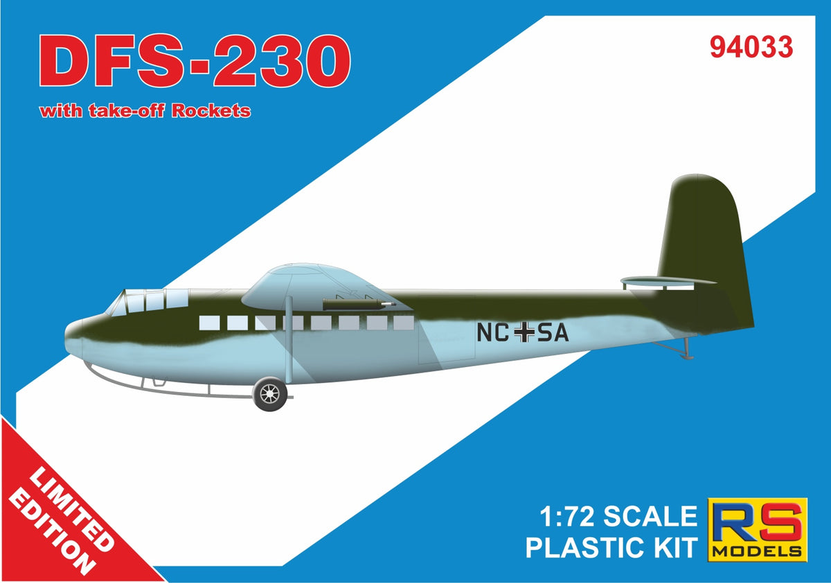 RS Models 94033 1:72 DFS-230 with take-off Rockets	1 decal version for Luftwaffe	RP+PE