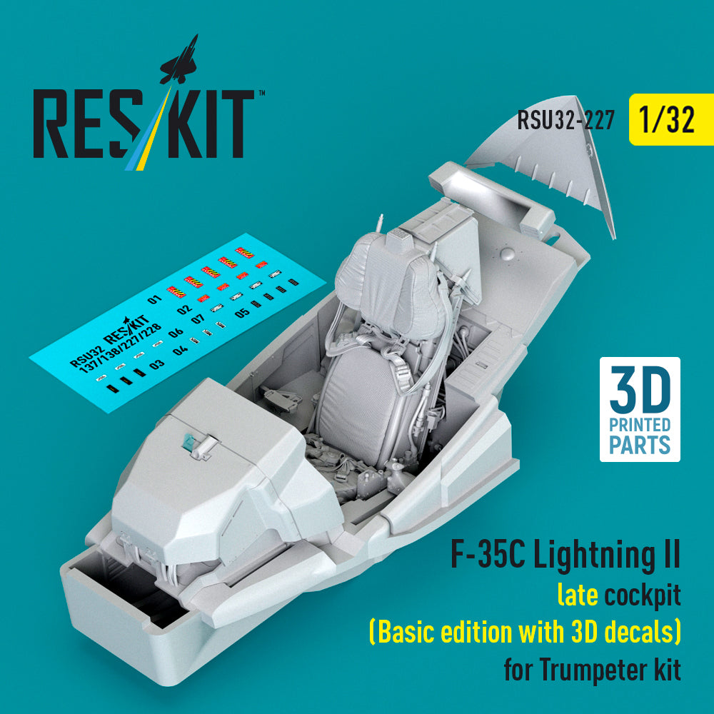 ResKit RSU32-227 1:32 F-35C Lightning II late cockpit (Basic edition with 3D decals)