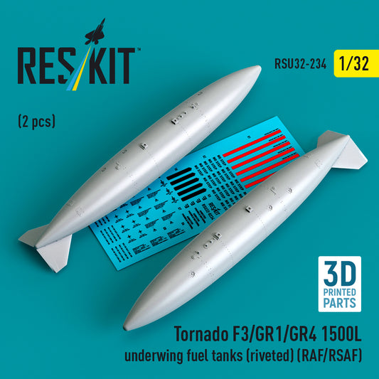 ResKit RSU32-0234 1:32 Panavia Tornado F.3/GR.1/GR.4 1500L underwing fuel tanks (riveted)