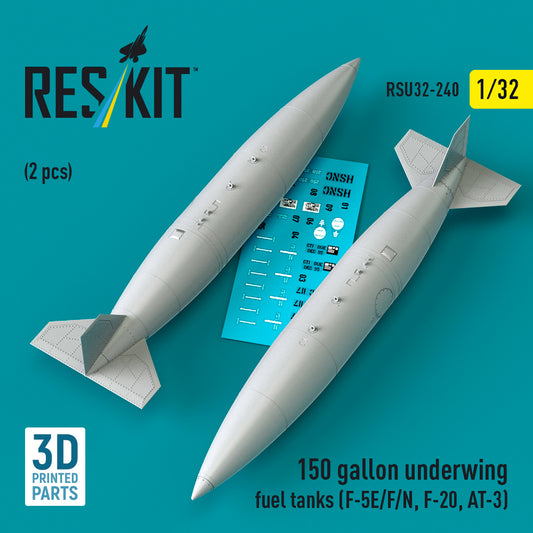 ResKit RSU32-240 1:32 150 gallon underwing fuel tanks (F-5E, F, N, F-20, AT-3) (2 pcs)