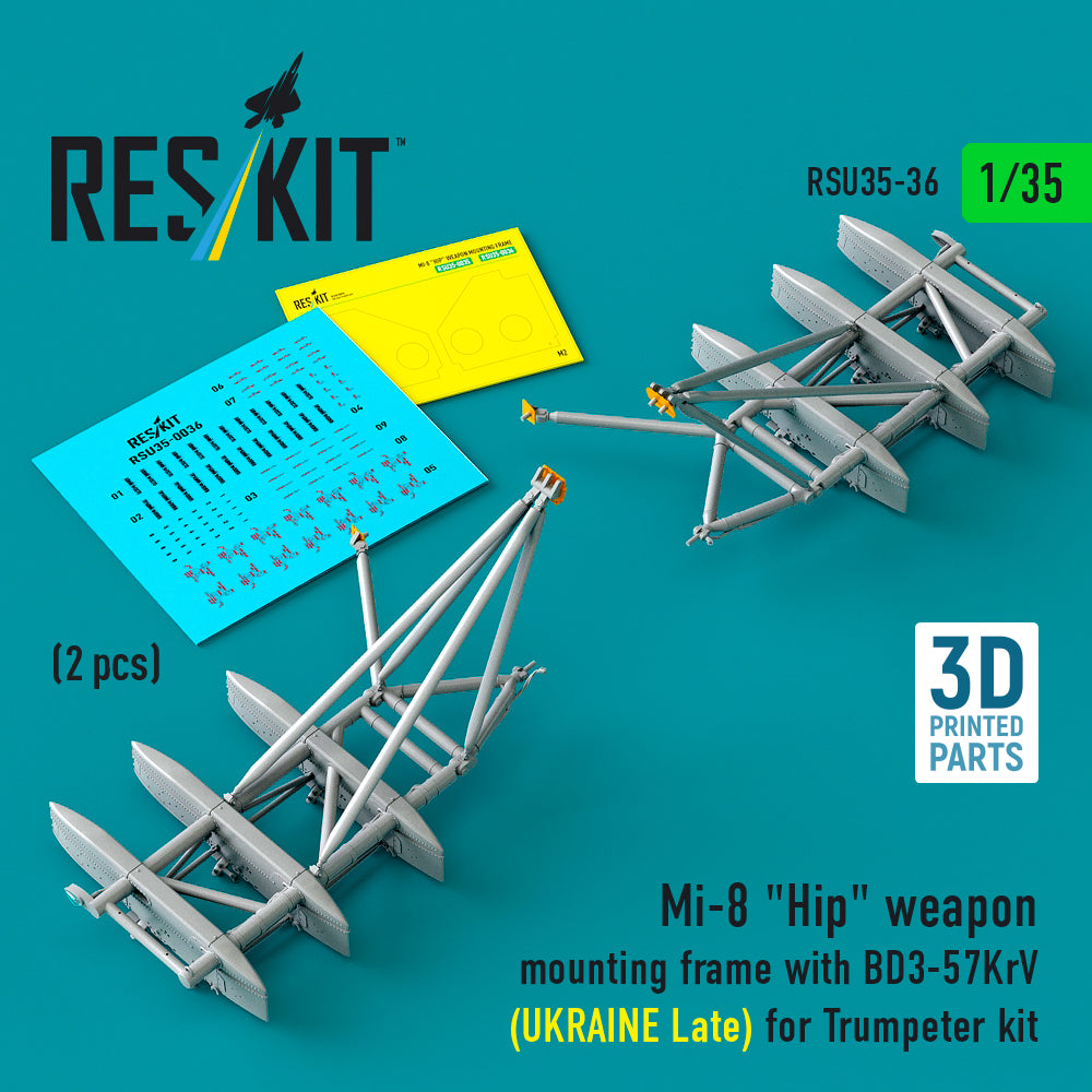 ResKit RSU35-36 1:35 Mil Mi-8 Hip weapon mounting frame with BD3-57KrV (UKRAINE Late)