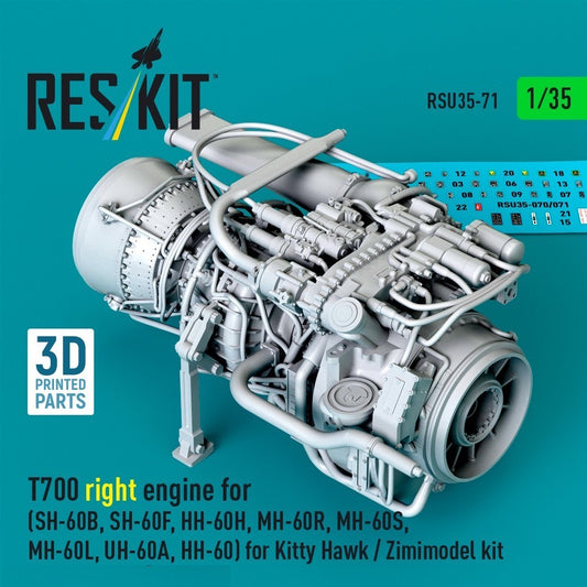 ResKit RSU35-0071 1:35 T700 Right engine – mirror assembly for full engine bay displays