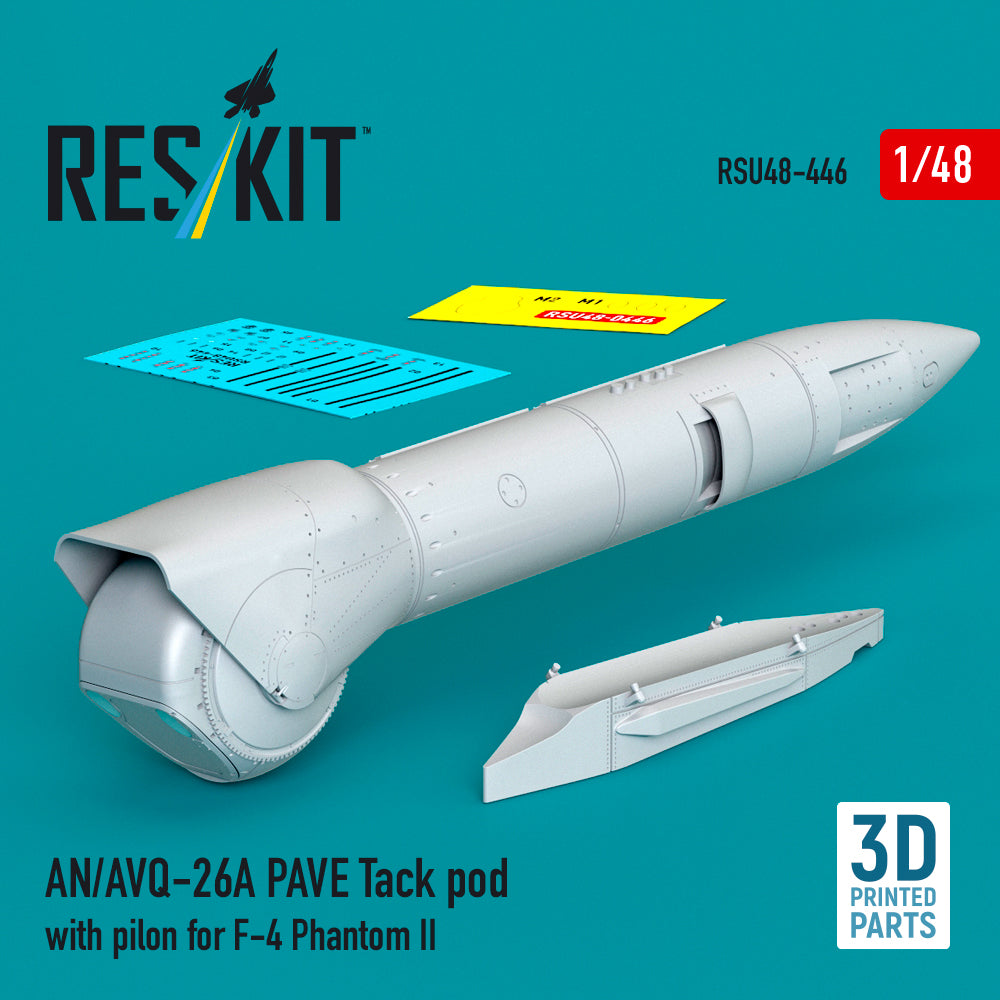 ResKit RSU48-446 1:48 AN/AVQ-26A PAVE Tack pod with pylon for F-4 Phantom II