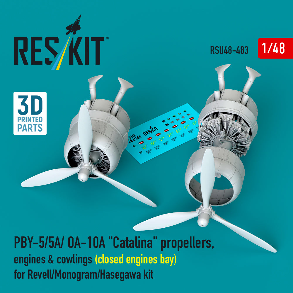 ResKit RSU48-483 1:48 PBY-5/PBY-5A/ OA-10A  Catalina  propellers, engines & cowlings (closed engines bay)
