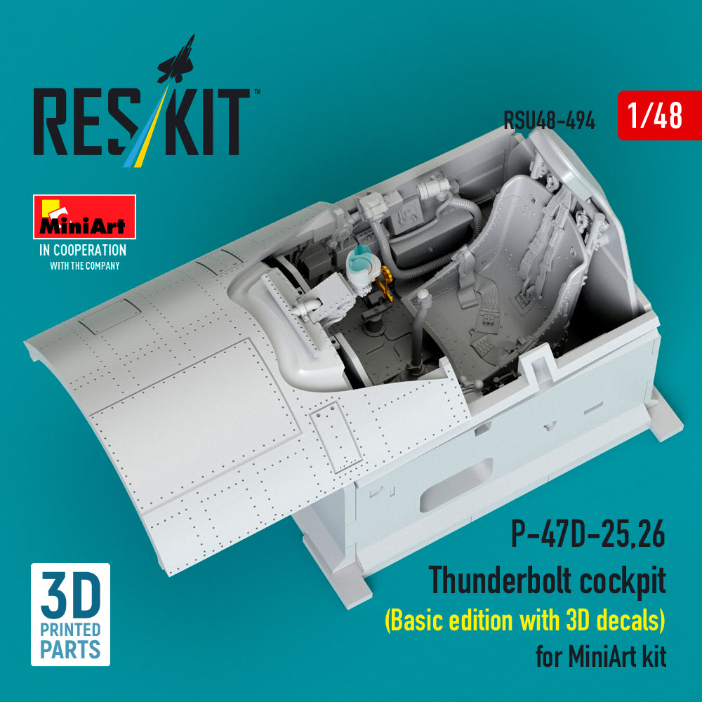 ResKit RSU48-494 1:48 P-47D-25,26 Thunderbolt cockpit (Basic edition with 3D decals)