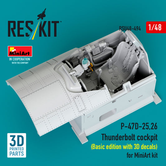ResKit RSU48-494 1:48 P-47D-25,26 Thunderbolt cockpit (Basic edition with 3D decals)