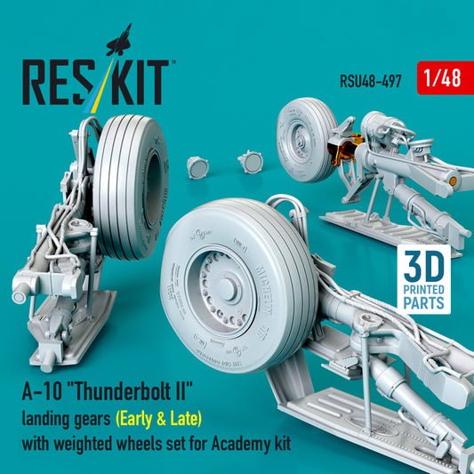 ResKit RSU48-497 1:48 Fairchild A-10C Thunderbolt II landing gears (Early & Late) with weighted wheels set (designed to be used with Academy kits) (Metal+3D-Printed)