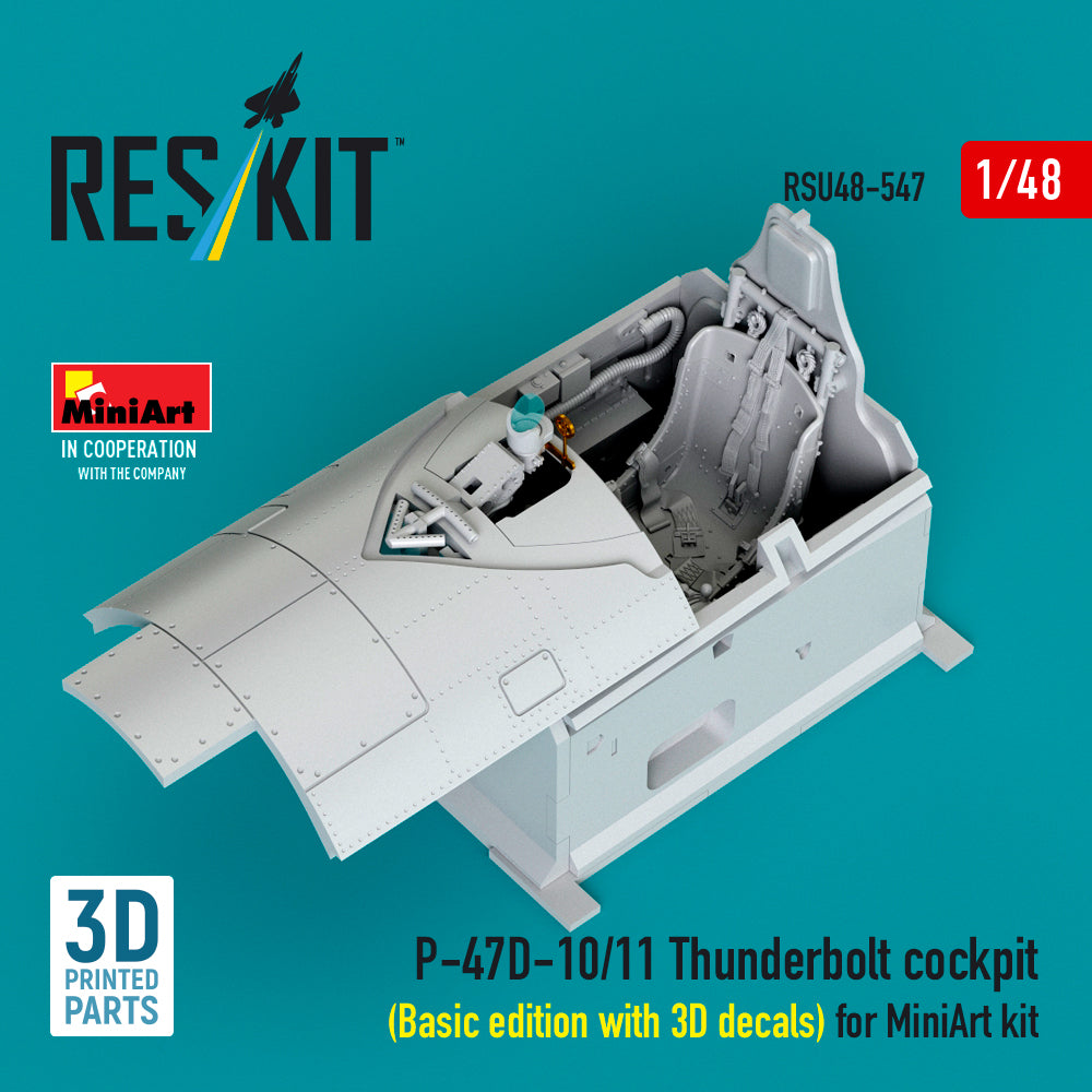 ResKit RSU48-547 1:48 P-47D-10/11 Thunderbolt cockpit (Basic edition with 3D decals)