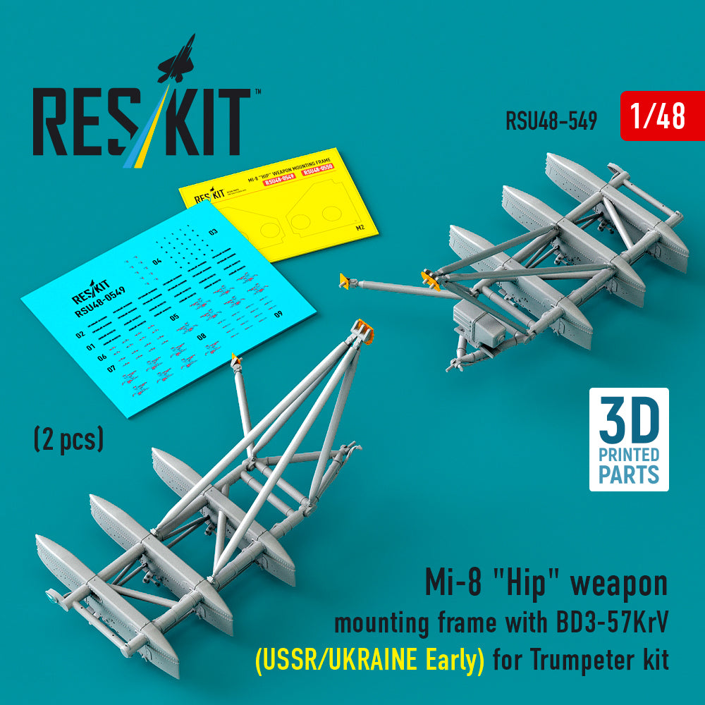 ResKit RSU48-549 1:48 Mil Mi-8 Hip weapon mounting frame with BD3-57KrV
