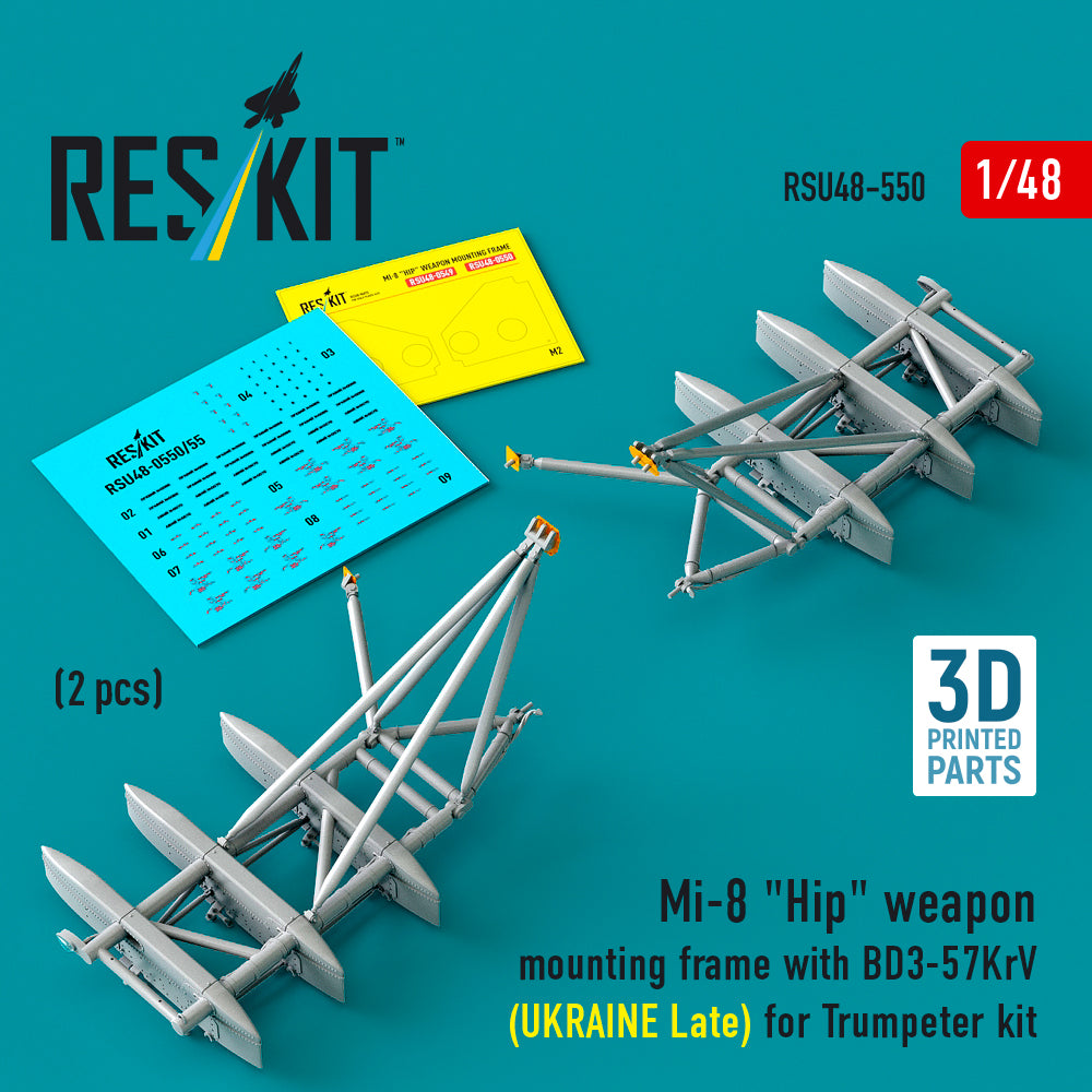 ResKit RSU48-550 1:48 Mil Mi-8 Hip weapon mounting frame with BD3-57KrV
