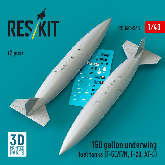 ResKit RSU48-565 1:48 150 gallon underwing fuel tanks (2 pcs) (F-5E/F/N, F-20, AT-3) (3D Printed)