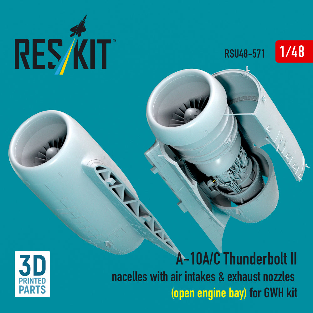 ResKit RSU48-0571 1:48 A-10A/A-10C Thunderbolt II nacelles with air intakes & exhaust nozzles