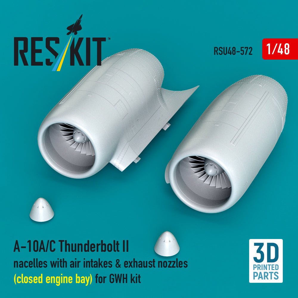 ResKit RSU48-0572 1:48 A-10A/A-10C Thunderbolt II nacelles with air intakes & exhaust nozzles