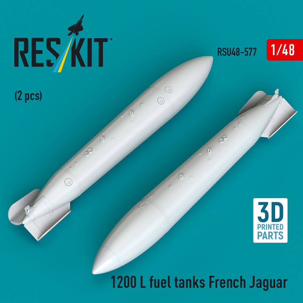 ResKit RSU48-577 1:48 1200L fuel tanks French Sepecat Jaguar (2 pcs) (3D Printed)