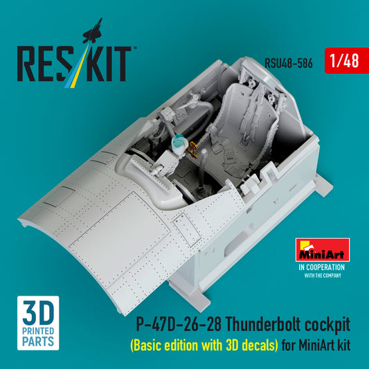ResKit RSU48-586 1:48 P-47D-26-28 Thunderbolt cockpit (Basic edition with 3D decals)