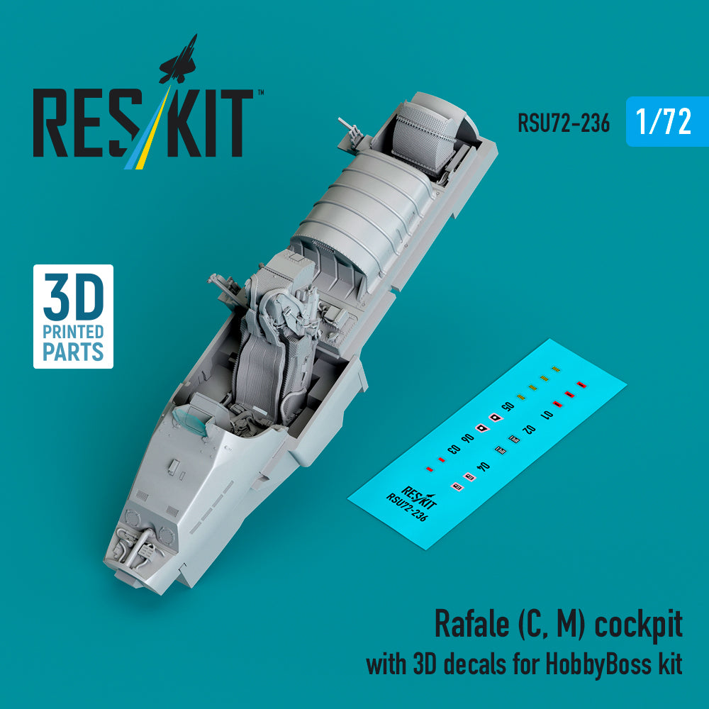 ResKit RSU72-0236 1:72 Dassault Rafale (C, M) cockpit with 3D decals