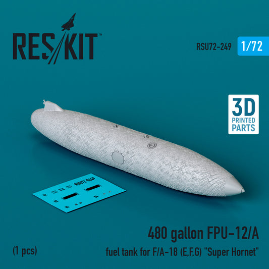 ResKit RSU72-249 1:72 480 gallon FPU-12/A fuel tank for the F/A-18E/F/G Super Hornet (1 pcs) (3D-Printed)