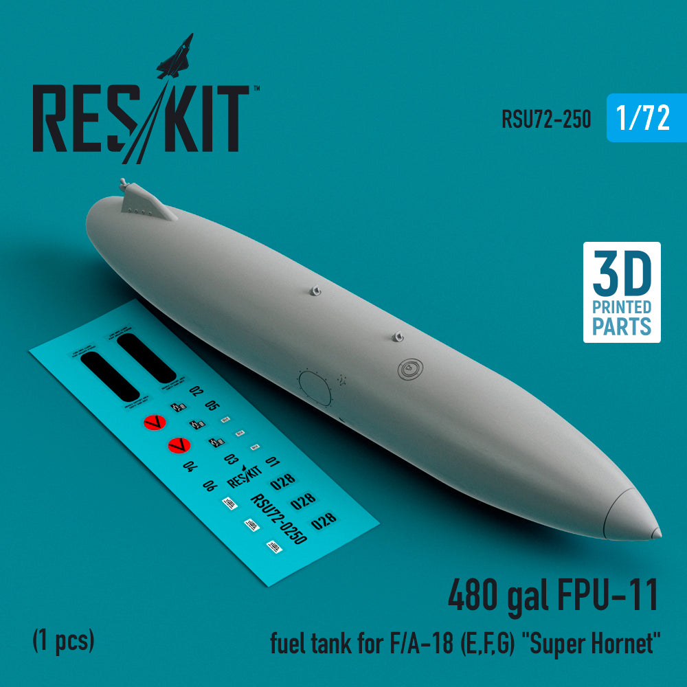 ResKit RSU72-250 1:72 480 gallon FPU-11 fuel tank for the F/A-18E/F/G Super Hornet (1 pcs)