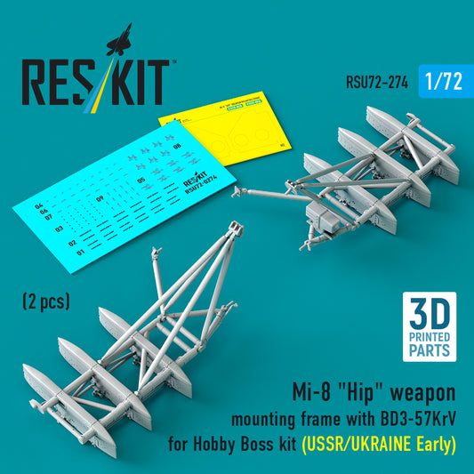 ResKit RSU72-274 1:72 Mil Mi-8 Hip weapon mounting frame with BD3-57KrV