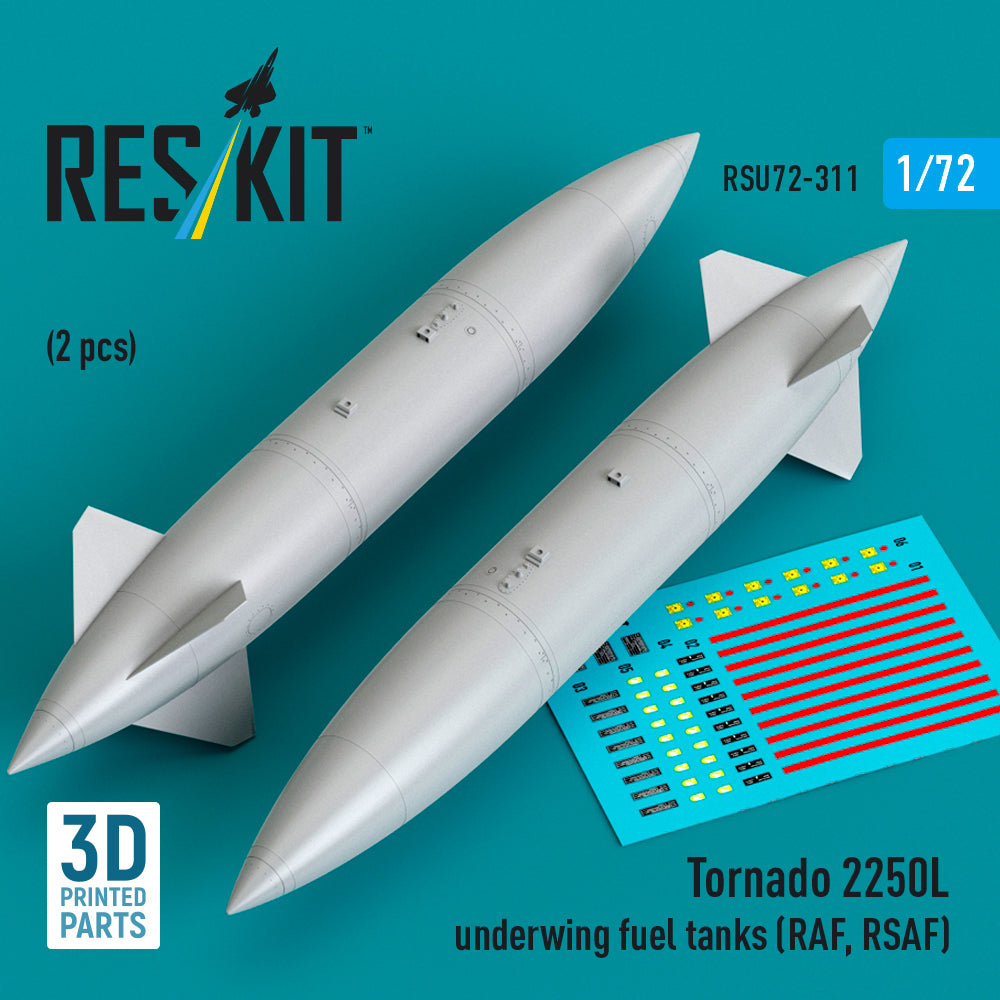 ResKit RSU72-311 1:72 Panavia Tornado 2250L underwing fuel tanks (RAF, RSAF) (2 pcs)
