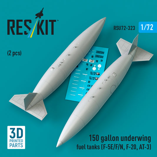 ResKit RSU72-323 1:72 150 gallon underwing fuel tanks (F-5E/F/N, F-20, AT-3) (2 pcs) (3D Printed)