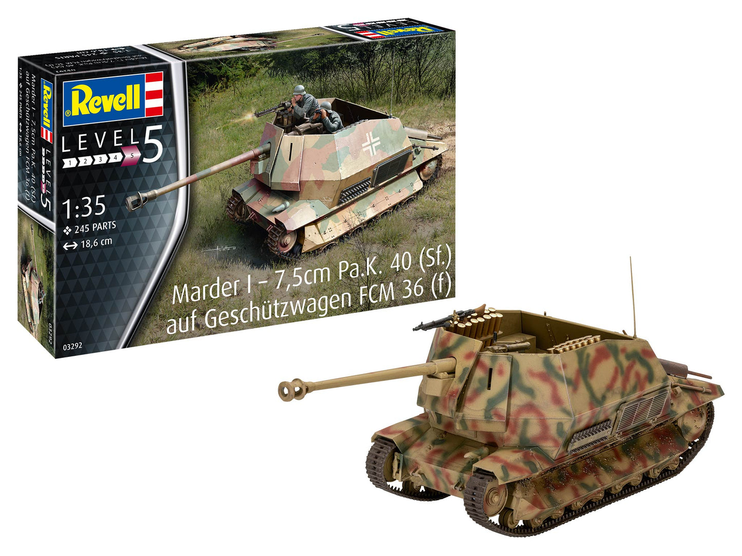 Revell 03292 1:35 Marder I - 7,5cm Pa.K. 40 (Sf.) auf Geschutzwagen FCM 36 (f)