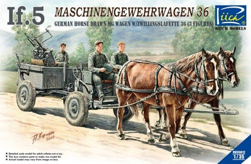 Riich Models RV35012 1:35 IF.5 Maschinengwehrwagen 36. German Horse Drawn MG Wagen with Zwillingslafette 36 (3 Figures)