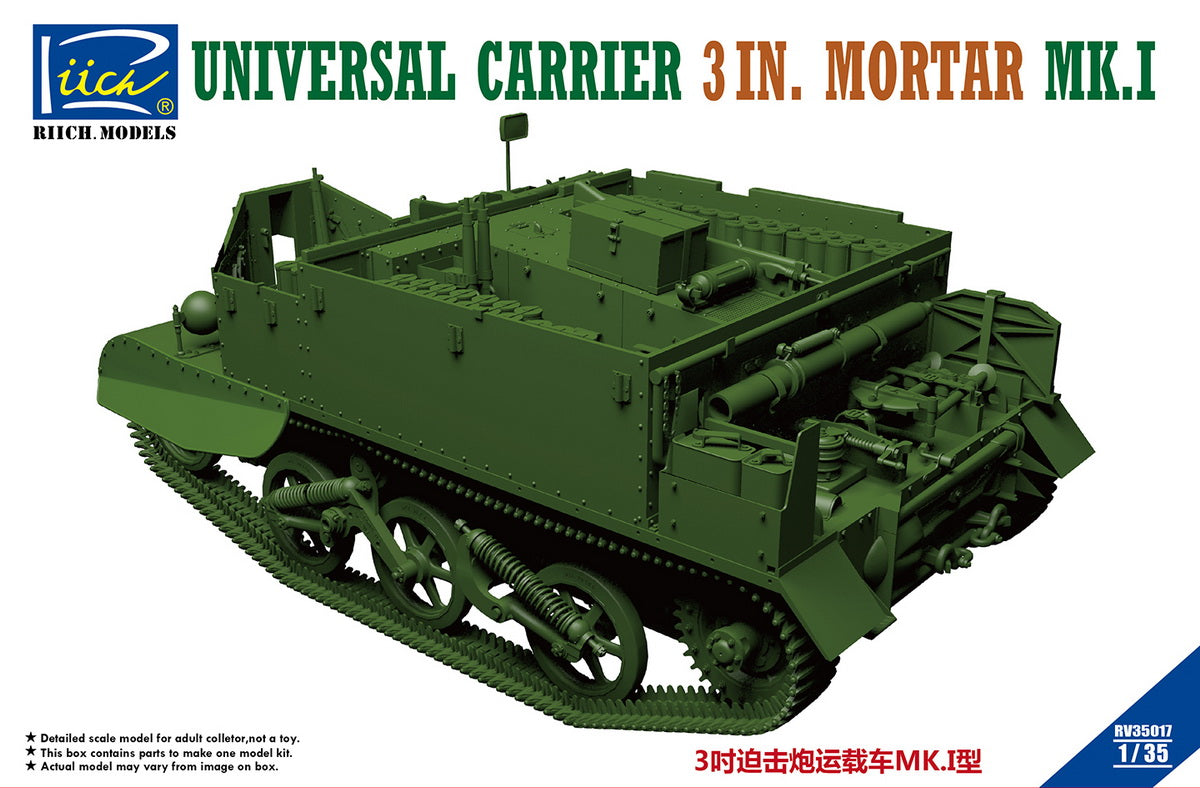 Riich Models RV35017 1:35 Universal Carrier 3 in. Mortar Mk.1