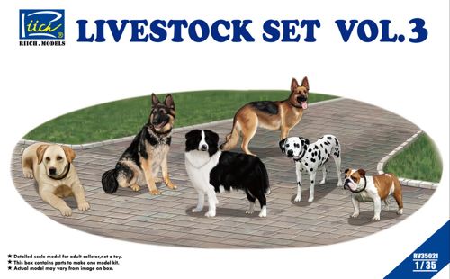 Riich Models RV35021 1:35 Livestock Set Vol.3 (six dogs)