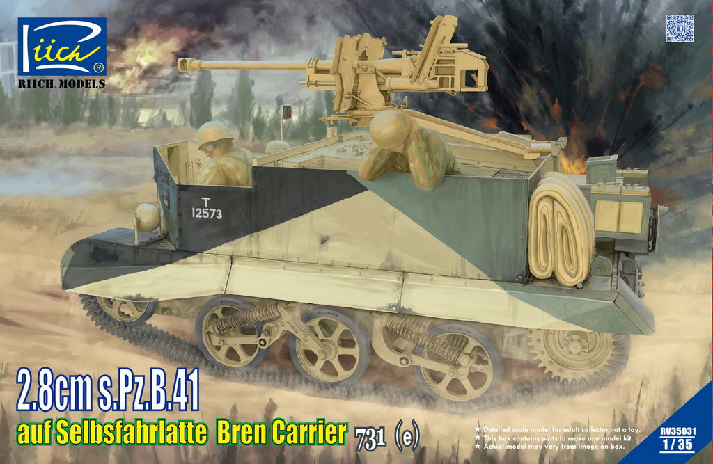 Riich Models RV35031 1:35 2,8cm s.Pz.B.41 auf Selbsfahrlafette Bren Carrier 731(e)