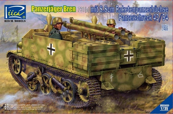 Riich Models RV35035 1:35 Panzerjäger Bren 731(e) mit 8.8 cm Raketenpanzerbüchse