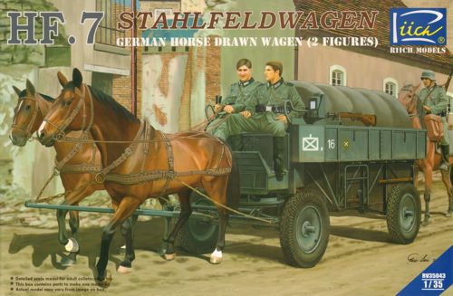Riich Models RV35043 1:35 HF.7 StahlFeldWagen WWII German 2 Horse Drawn supply wagon with 2 Figures