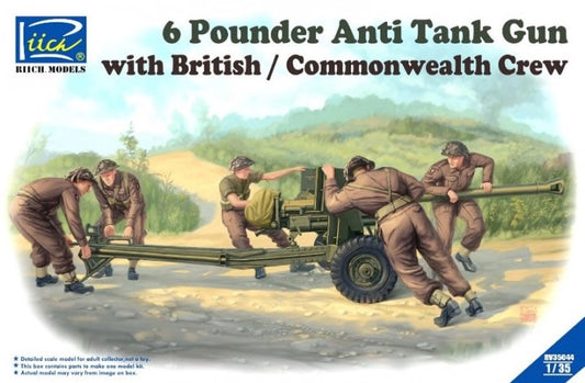 Riich Models RV35044 1:35 6 Pounder Infantry Anti-tank Gun with British Commonwealth Crews (5 Figures)