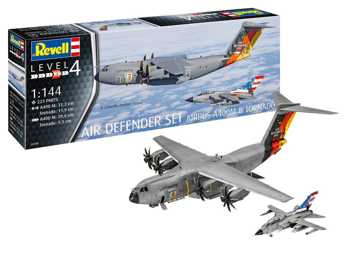 Revell 03789 1:144 Luftwaffe Air Defender set. Airbus A400M and Panavia Tornado