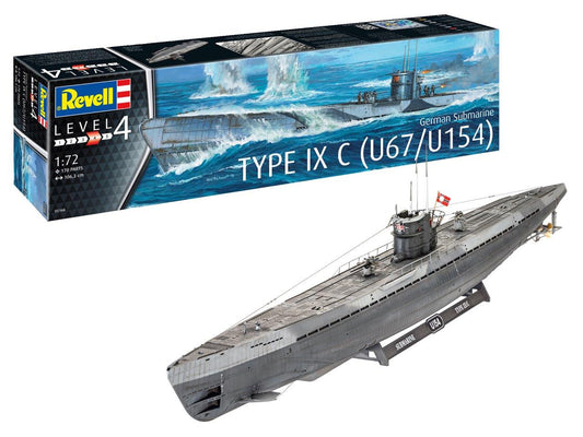 Revell 05166 1:72 Type IXC U67/U154 (Early Turret) German Submarine