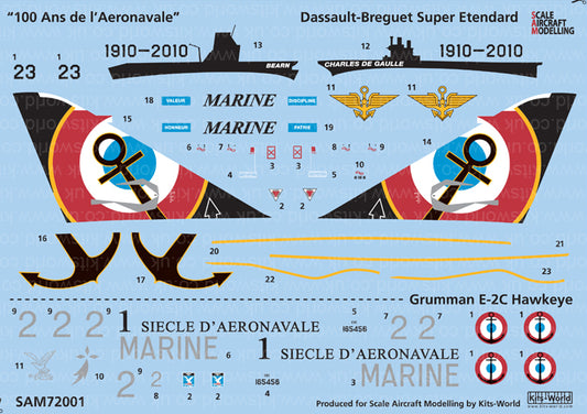 Kits-World SAM72001 1:72 Aeronavale 100 ans de l'Aeronavale Dassault Super Etendard - Grumman E-2C Hawkeye