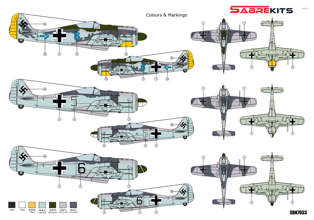 Sabre Kits SBK7033 1:72 Focke-Wulf Fw-190A-1/2 Jabo ex-AZ Models with New (3D-Printed) Parts