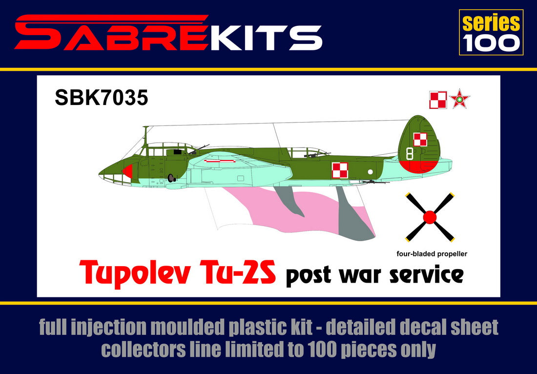 Sabre Kits SBK7035 1:72 Tupolev Tu-2S (Poland, Hungary) ex-ICM with New (3D-Printed) 4-Blade Props