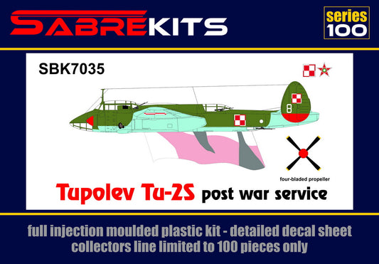 Sabre Kits SBK7035 1:72 Tupolev Tu-2S (Poland, Hungary) ex-ICM with New (3D-Printed) 4-Blade Props