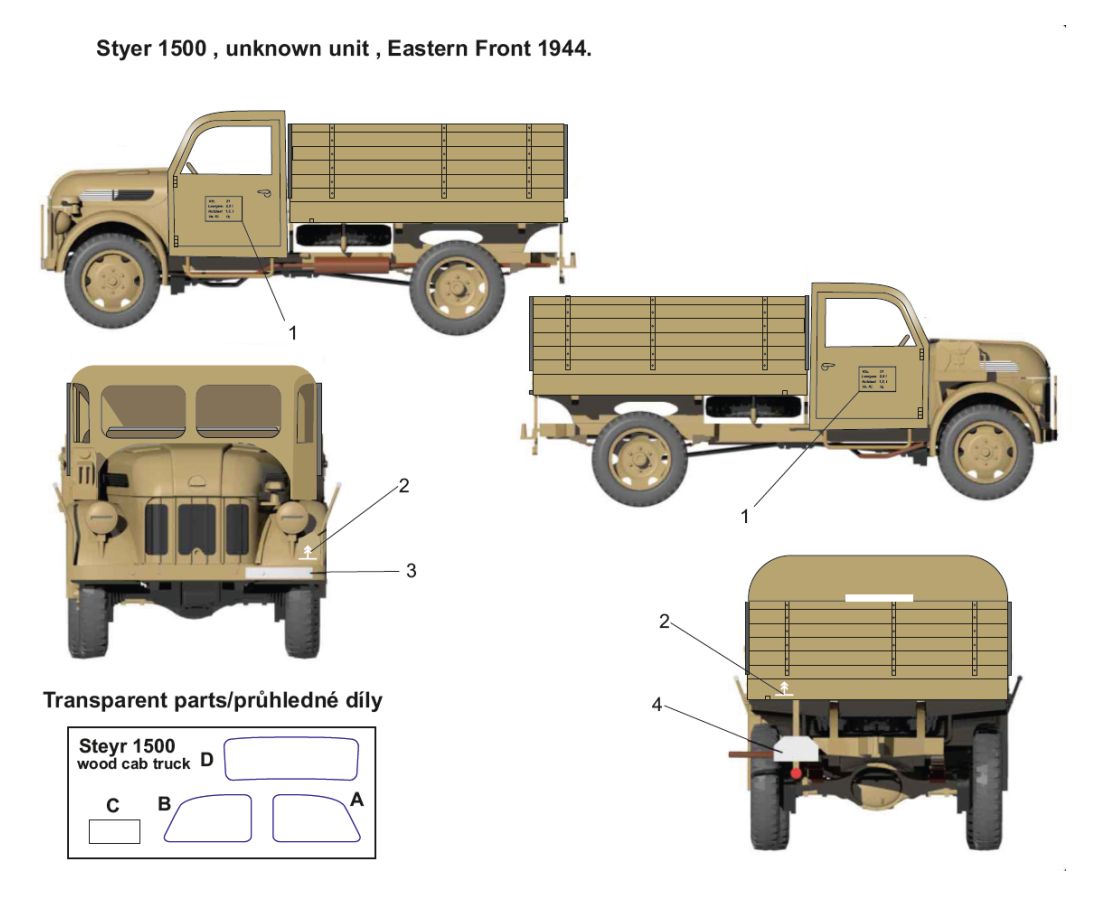 Sabre Kits SBK7036 1:72 Steyr 1500 Wooden Cab Cargo Truck ex-Special Hobby with New Decals