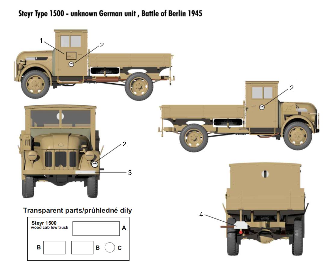 Sabre Kits SBK7037 1:72 Steyr 1500 Wooden Cab Low-Side Truck ex-Special Hobby with New Decals